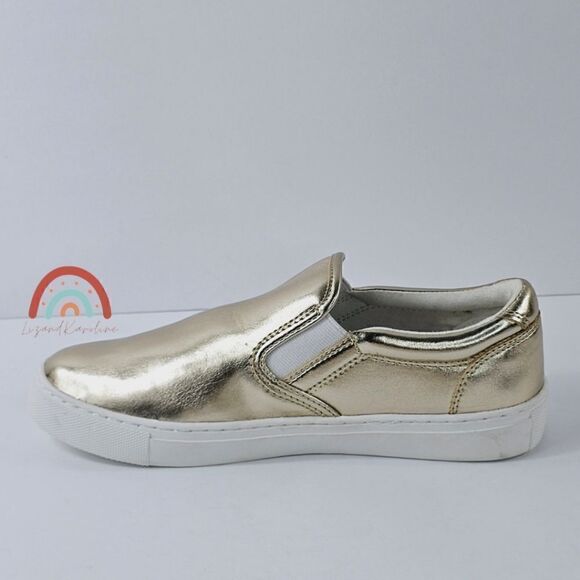 New! J. Crew Faux Leather Metallic Slip On Sneakers - Picture 5 of 16